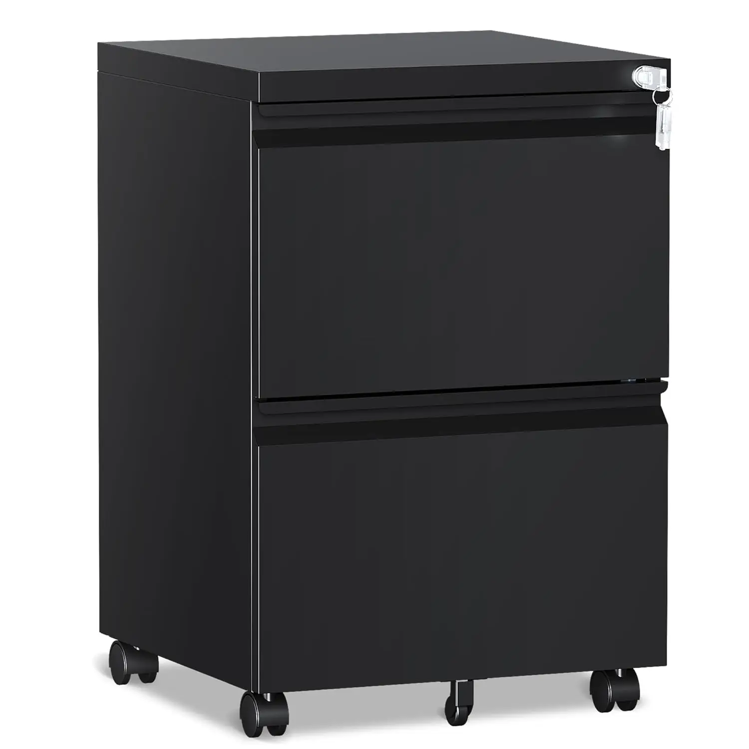 

2 Drawer File Cabinet，Mobile Filing Cabinet with Lock and Wheels，Fully Assembled Metal Under Desk File Cabinets for, Customized