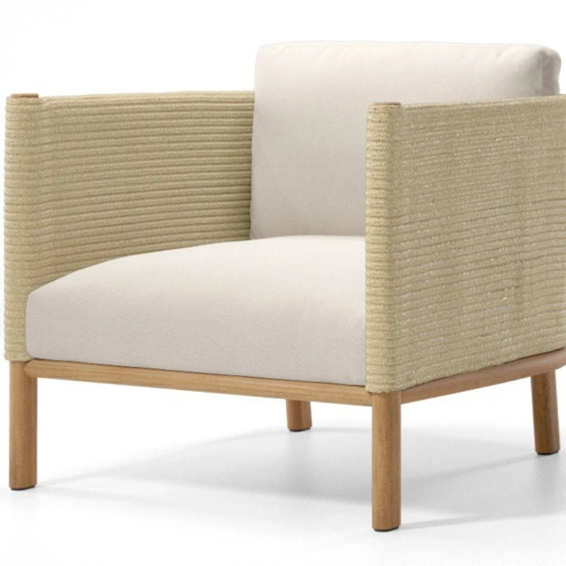 

Outdoor sofa garden balcony leisure rattan chair braided rope outdoor solid wood sofa combination