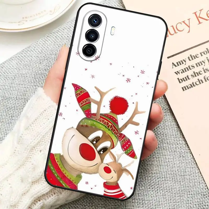 Christmas Elk Phone Case Funda For Huawei P50 P30 Pro P40 P10 P20 Plus Lite Psmart 2020 Y6 Y5 Y8s Y8p Y5 Back Cover