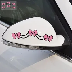 Car Stickers Bowknot Baby Pink Cute Lovely Cartoon Decals For Rearview Mirrors Motorcycle Auto Tuning Styling