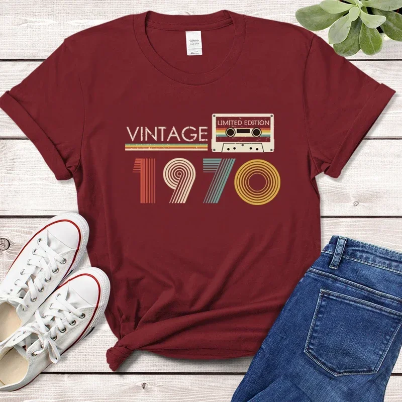 Vintage 1970 Limited Edition Audiotape Women Graphic T Shirts Retro 55th 55 Years Old Birthday Party Mom Gift Female Tshirts