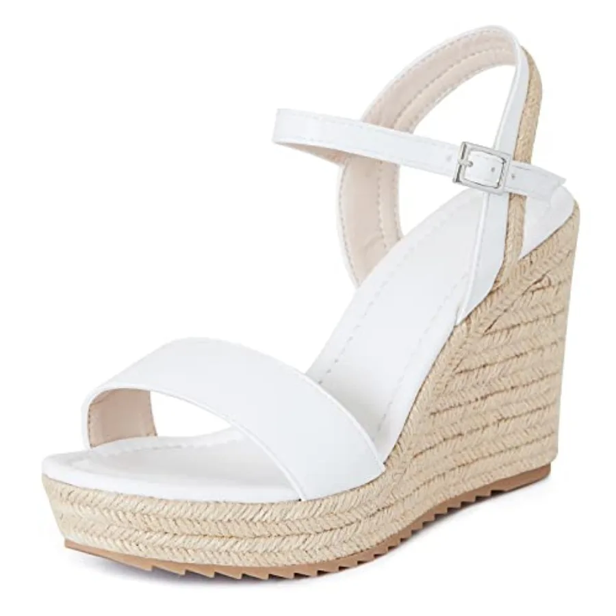 

Women's Espadrille Wedge Sandals: Ankle Strap Platform Open Toe Wedges - Stylish High Heel Dressy Summer Wedges for Women, Insp