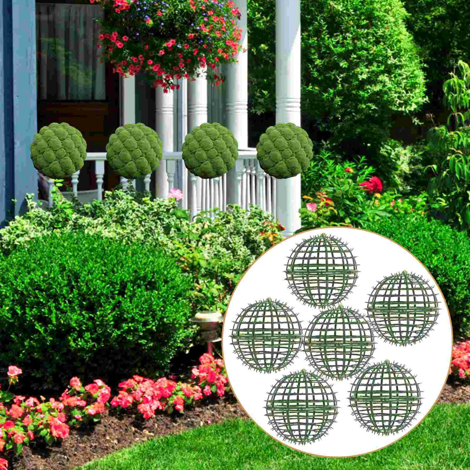 

6 Pcs Plant Flower Arrangement Holding Rack Grass Ball Shelf Garden Supply Bouquet Plastic Frame DIY Supplies Green Faux Baby