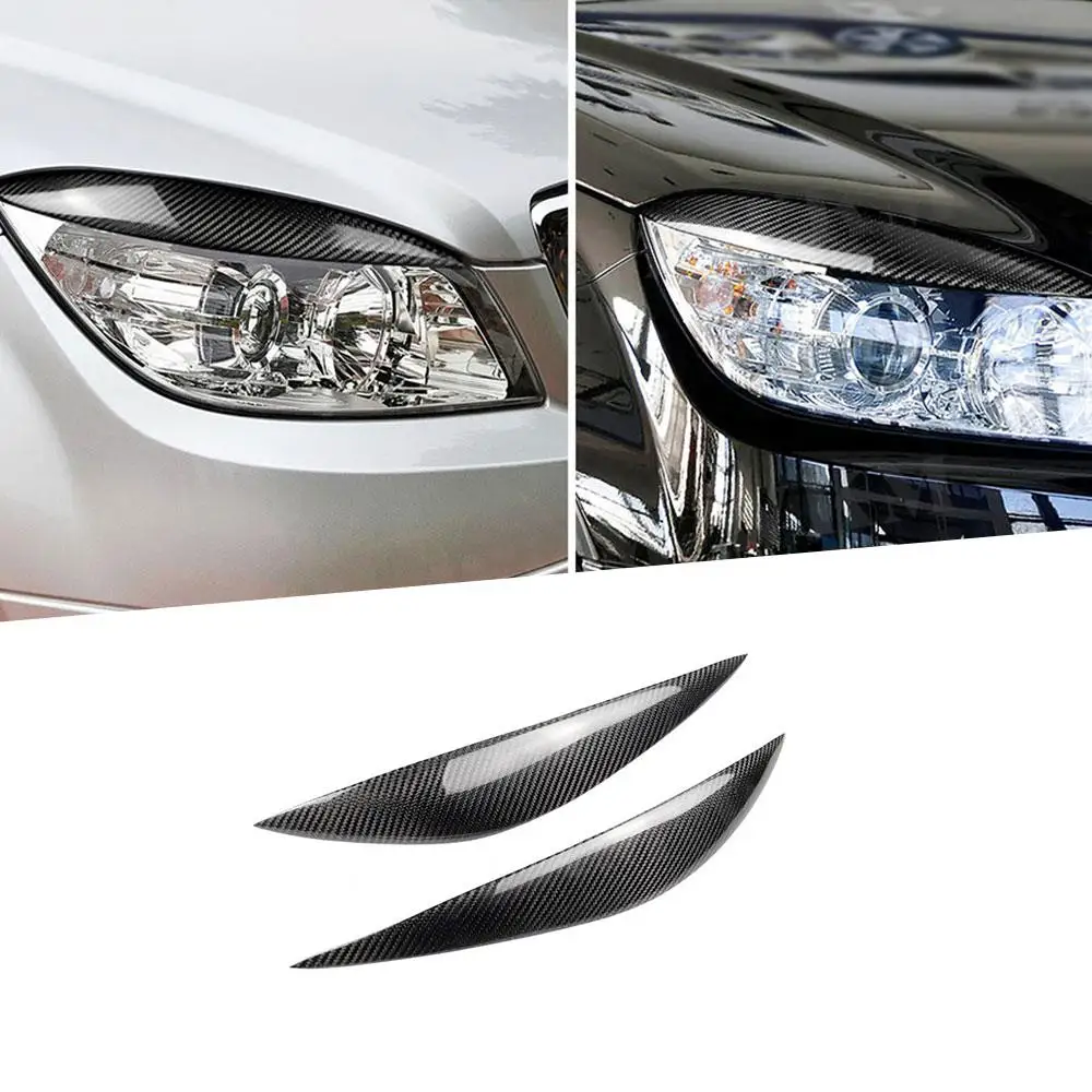 

1 пара накладок для автомобильных фар из углеродного волокна для Mercedes Benz C Class W204 2008-2011, накладки на крышку для фар, аксессуары