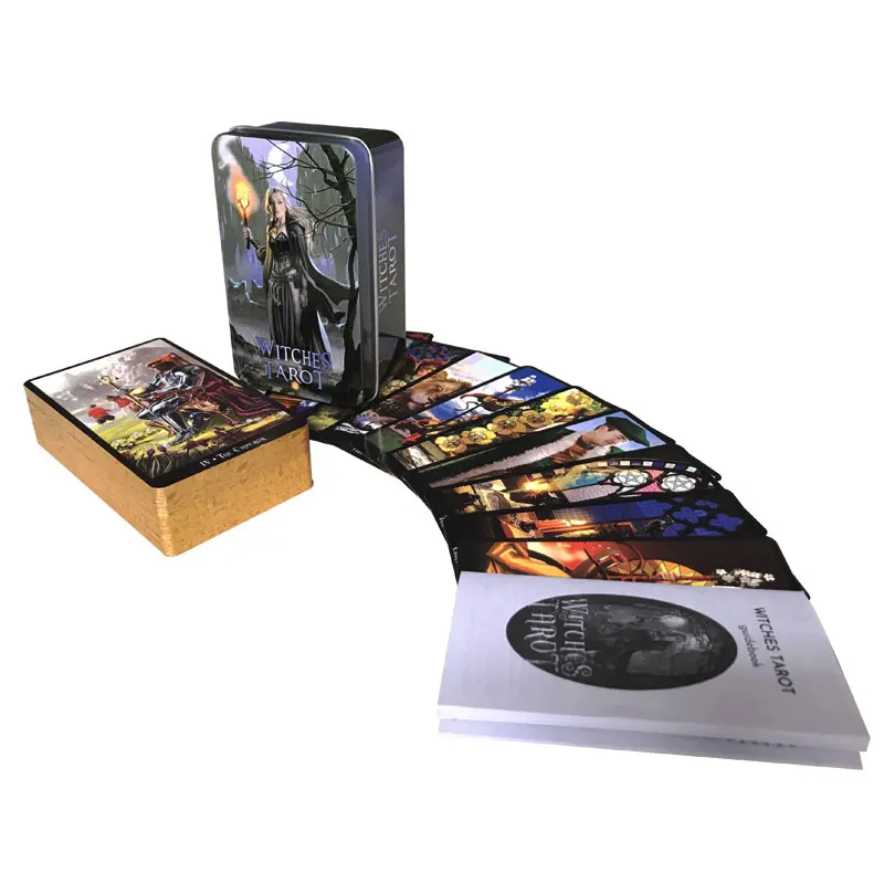 New Tin Box Gilded Edge Tarot Witches Tarot Leisure entertainment games Card, family gatherings Tarot Card Brochure Guide