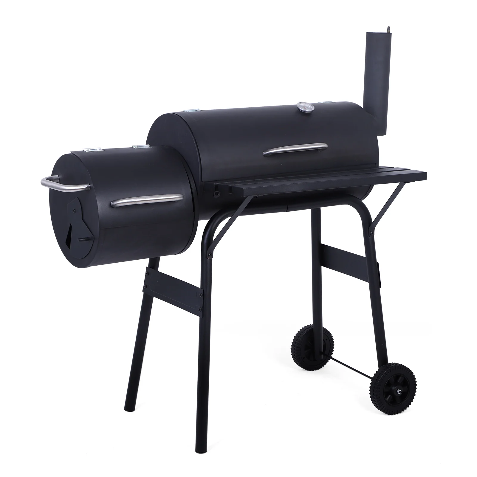 

Outdoor Charcoal Grill Barbecue Grill with Offset Smoker/Wheels/Temperature Gauge for Patio Picnic Camping Cooking[US-W]