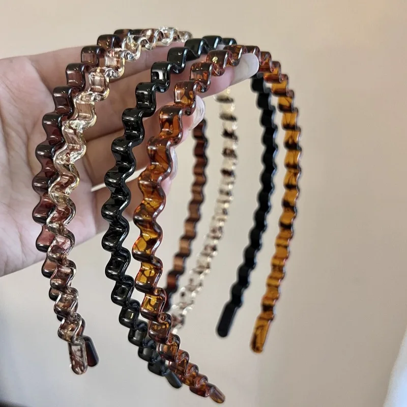 

Acrylic Wave Unisex Hairbands Solid Color Headbands Women Men Girls Vintage Hair Hoop for Wash Face Tools Hairbands Accessories