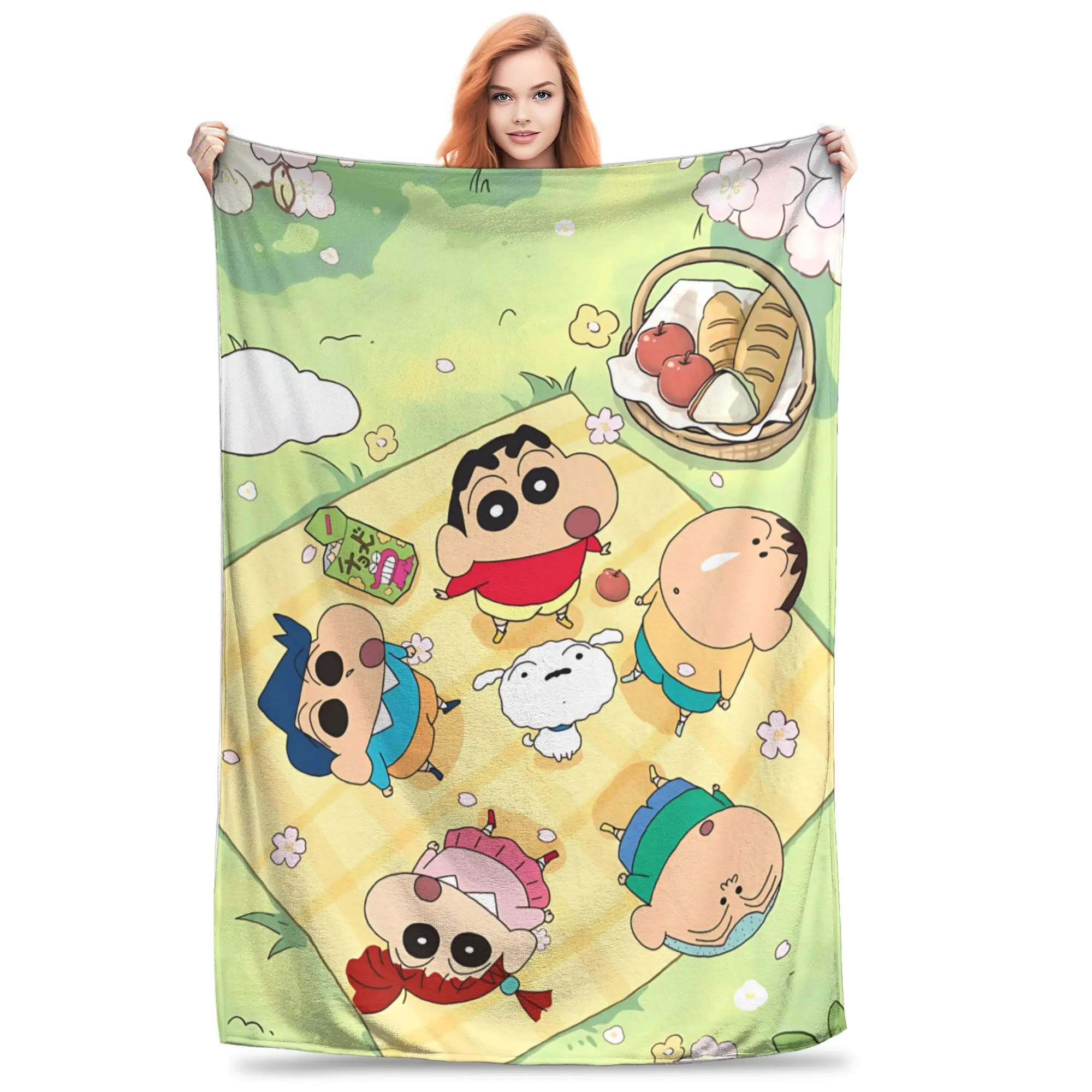 1PC home Cutecore Crayon Shin chans  Blanket Super Cosy Plush Home Living Room Sofa halloween
