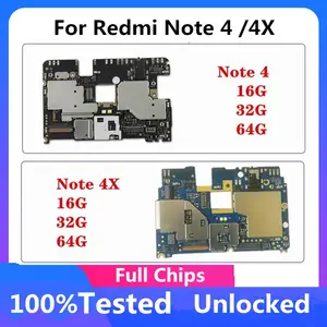 Bilashmart Global Version Work Well Unlocked Main Circuits Board Xiaomi Redmi Note 4 / 4X Motherboard Logic Board Original 16G 32G 64G