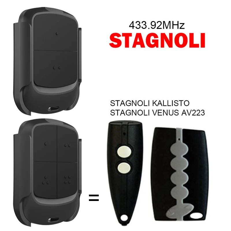 

STAGNOLI Remote Control Clone For STAGNOLI VENUS AV223 KALLISTO Garage Door Remote Control 433MHz Electric Door Remote Control