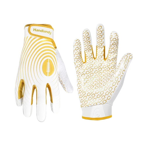 HANDLANDY Guantes de fútbol juveniles, guantes de fútbol americano juveniles con receptor ancho pegajoso, guantes de rugby de diseño clásico antideslizantes