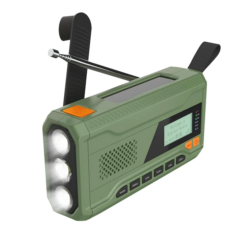 

Mini Hand Crank Bluetooth Radio DAB+/DAB/FM Radio 4500 Mah Solar Powered Emergency Radio With LED Flashlight, SOS Alarm