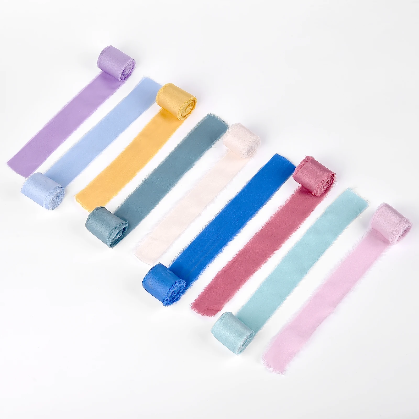 4 سنتيمتر 5 ياردة اليدوية المتوترة الحواف الساتان الشيفون شريط حرير دعوة الزفاف التفاف باقات حفلة عيد ميلاد #5