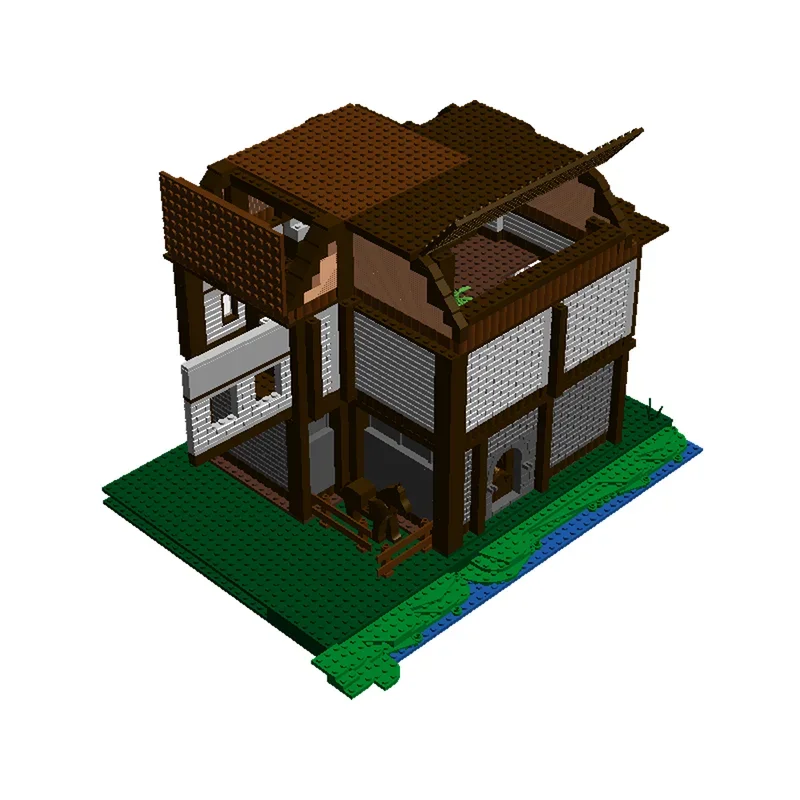 โมเดลปราสาทยุคกลาง Moc Building Block Modular A Old Tudor Style House Model Technology Brick DIY Assembly Toy Gifts