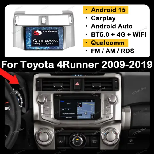 Android 15 Radio del coche para Toyota 4Runner 2009 2010 - 2020 unidad principal 4G WIFI reproductor de vídeo Multimedia GPS NAVI QLED Qualcomm BT