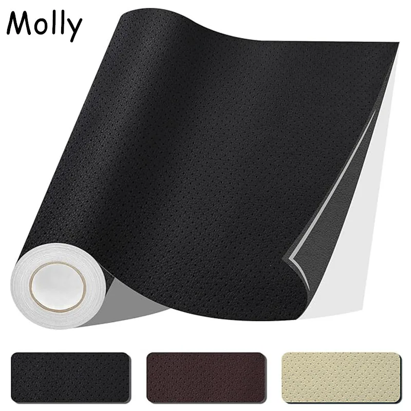 Breathable Leather Sticker for Car Seat Sofa Chair PU Self Adhesive Leather Patch Perforated Artificial Leather Repair Patches