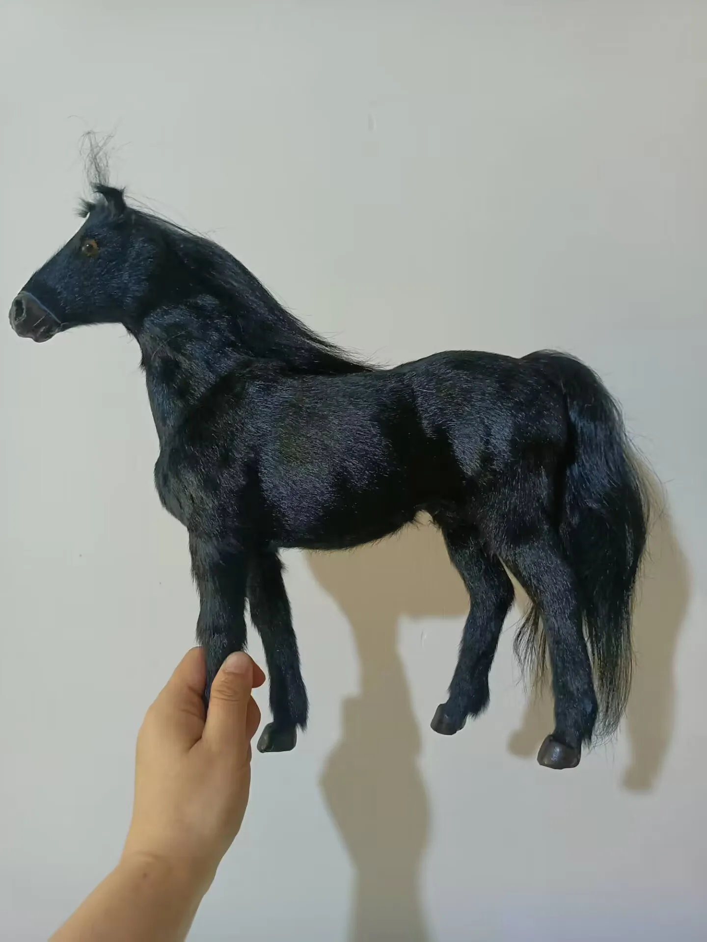 

big simulation plastic&furs black horse model horse handicraft ,home decoration gift about 33cm a1909