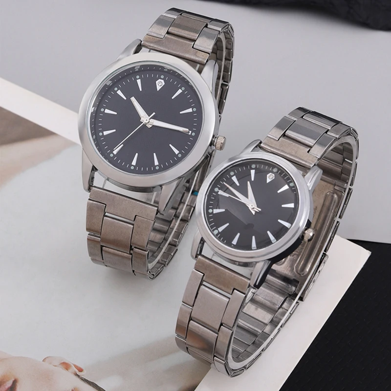 2ชิ้นแฟชั่นคู่ควอตซ์นาฬิกาข้อมือผู้หญิงหรูหราสแตนเลสควอตซ์นาฬิกาข้อมือผู้หญิงธุรกิจสบายๆนาฬิกาข้อมือ