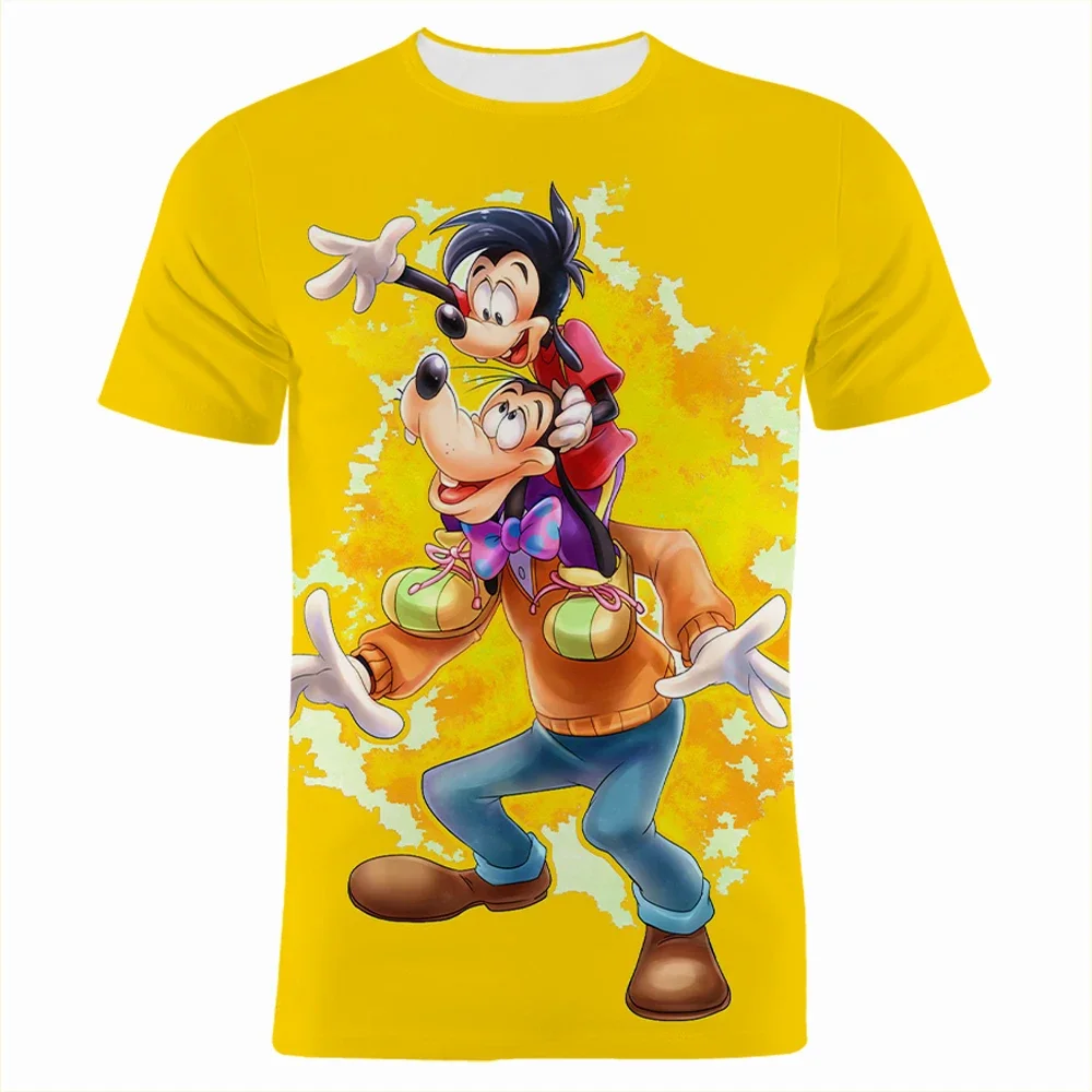 Disney Boys Girls T-shirts Goofy T-shirts 3D Printing Summer Short Sleeve New Fashion Men's T-shirts MINISO Men's Clothing