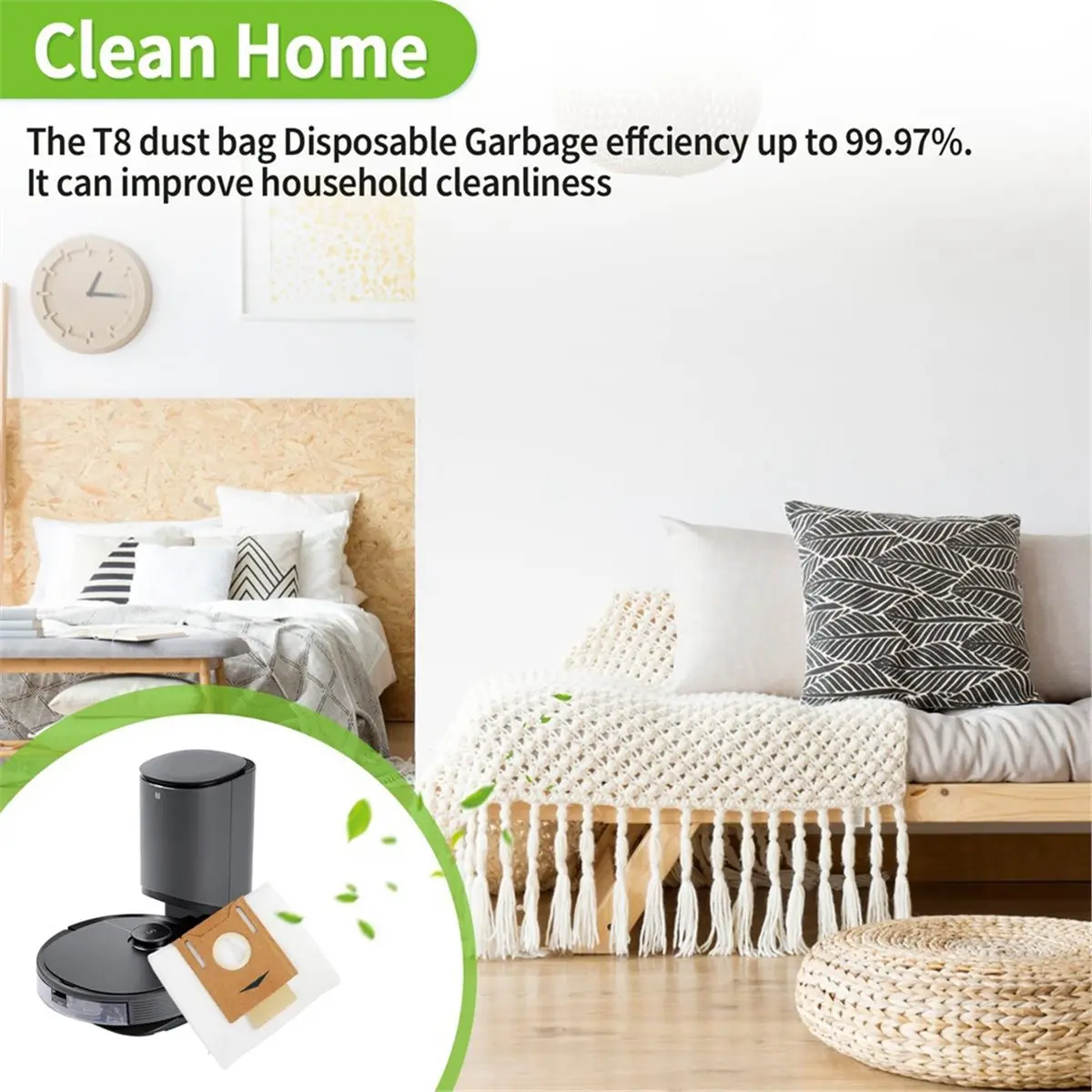 For OZMO T8 N8 N8 Pro Robot Vacuum Cleaner , 2.5L Auto-Empty Replacement Dust Bag Fit
