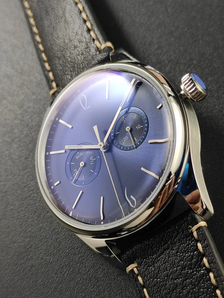 

Vakuy Quartz Watch, Gladiator Bubble Mirror, VH64 Movement, Sweep Second, Dual Calendar & Week Display, Genuine Leather Strap,