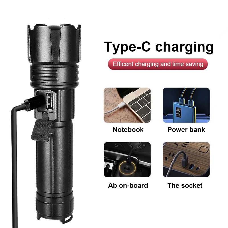 C3 Most Powerful LED Flashlight USB Rechargeable Torch Light High Power Flashlight Tactical Lantern Long Shot Hand Lamp Camping