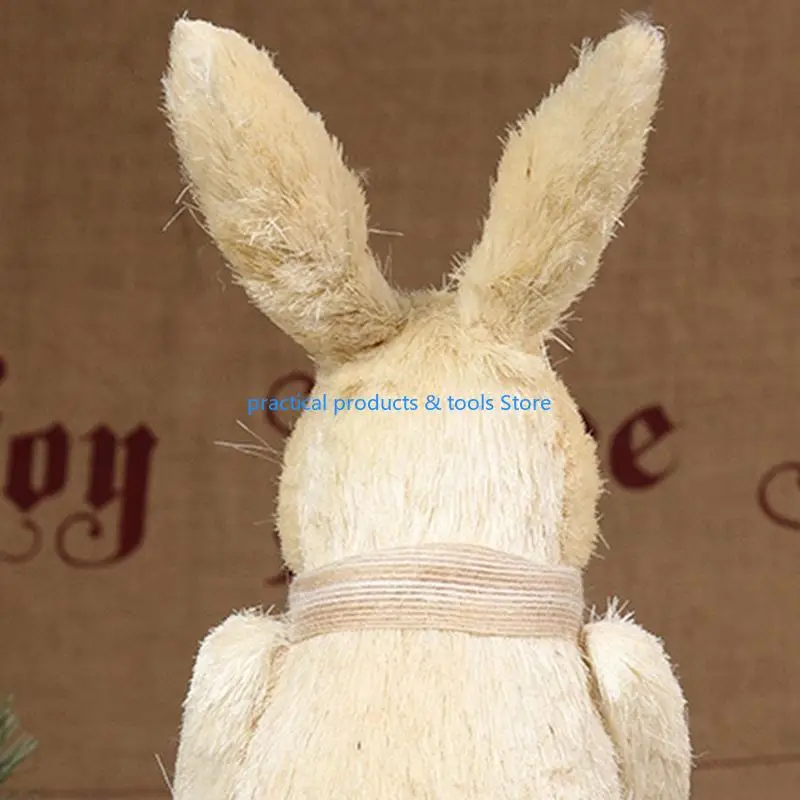 77JB Easter Straw Bowknot Bunny مع جزر سلة الأرنب الاصطناعي ل DOL