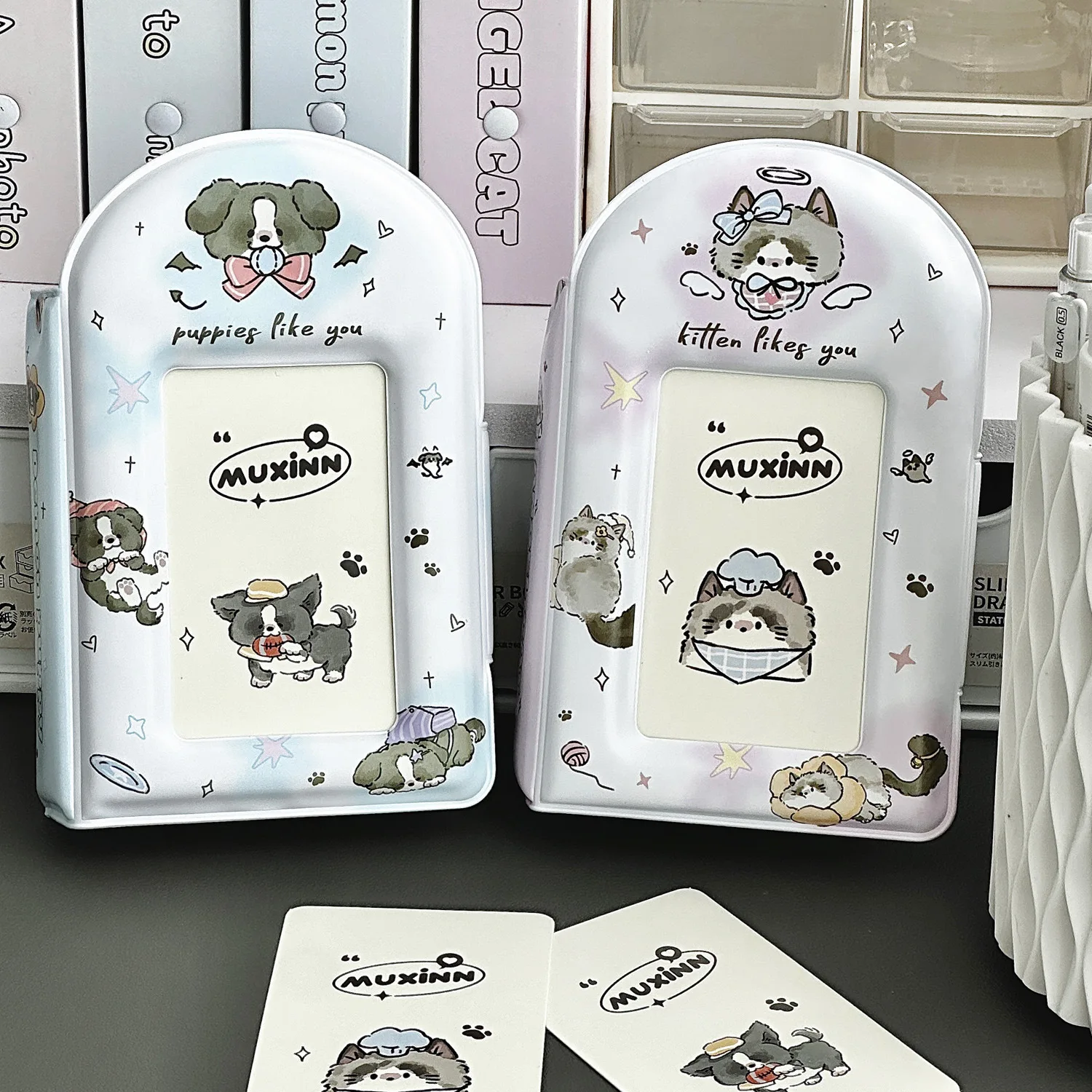 

Cute Baby Cat Dog One Palace Grid Storage 3-Inch Small Album High Beauty Ins Little Horse Baoli Card Bag