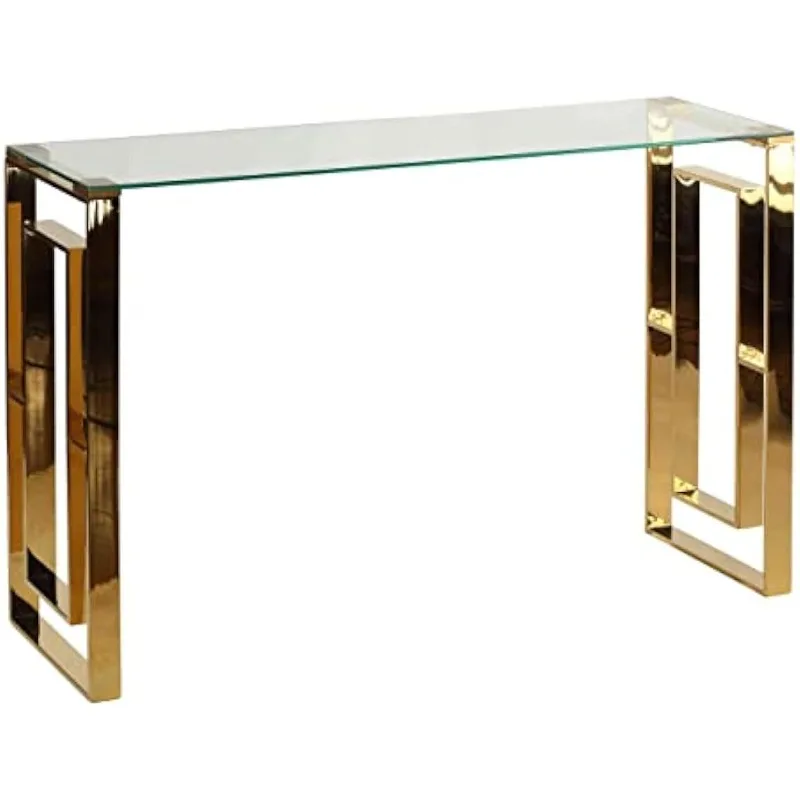 

Laila Console Table Stainless Steel Glass, 15.75" D x 47" W x 30.5" H, Gold,Clear