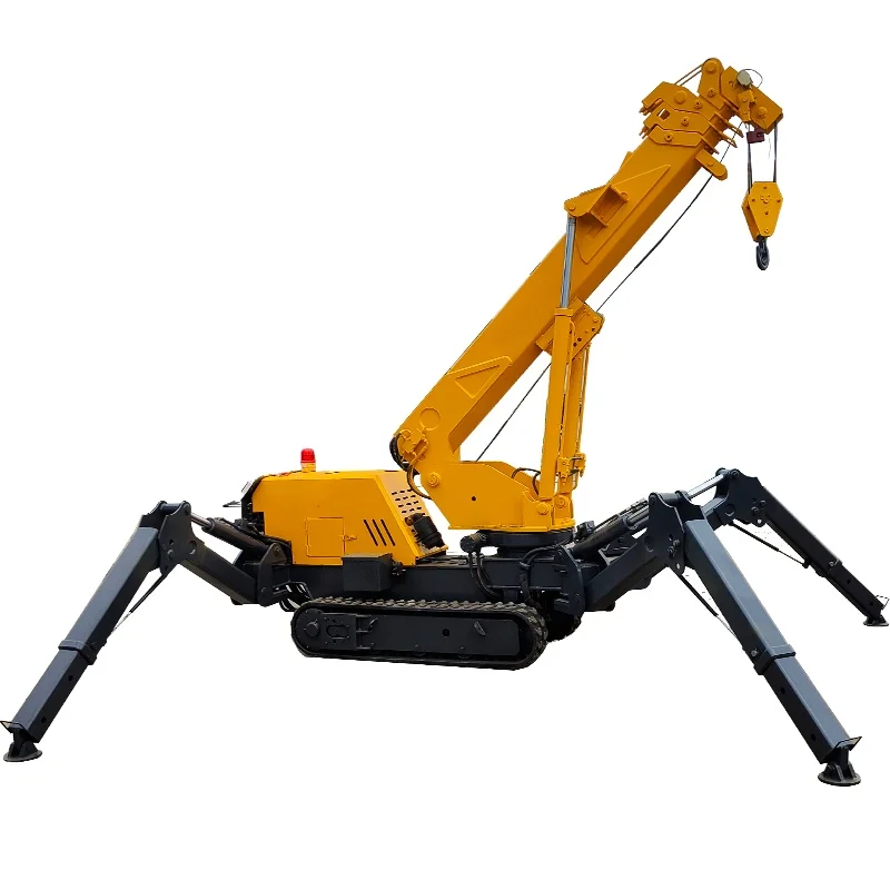 Mini Crawler Crane Wireless Remote Control Telescopic Hydraulic Boom Narrow Space Lifting Spider Crane with CE Certificate
