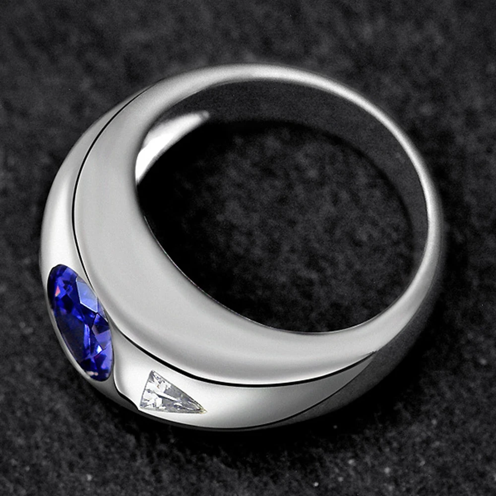 Imagem -03 - Wuiha Sapphire Tanzanite Anel Real 925 Sterling Silver Oval 7x9 mm 3ct Vvvs1 Presente para Homens e Mulheres Transporte da Gota