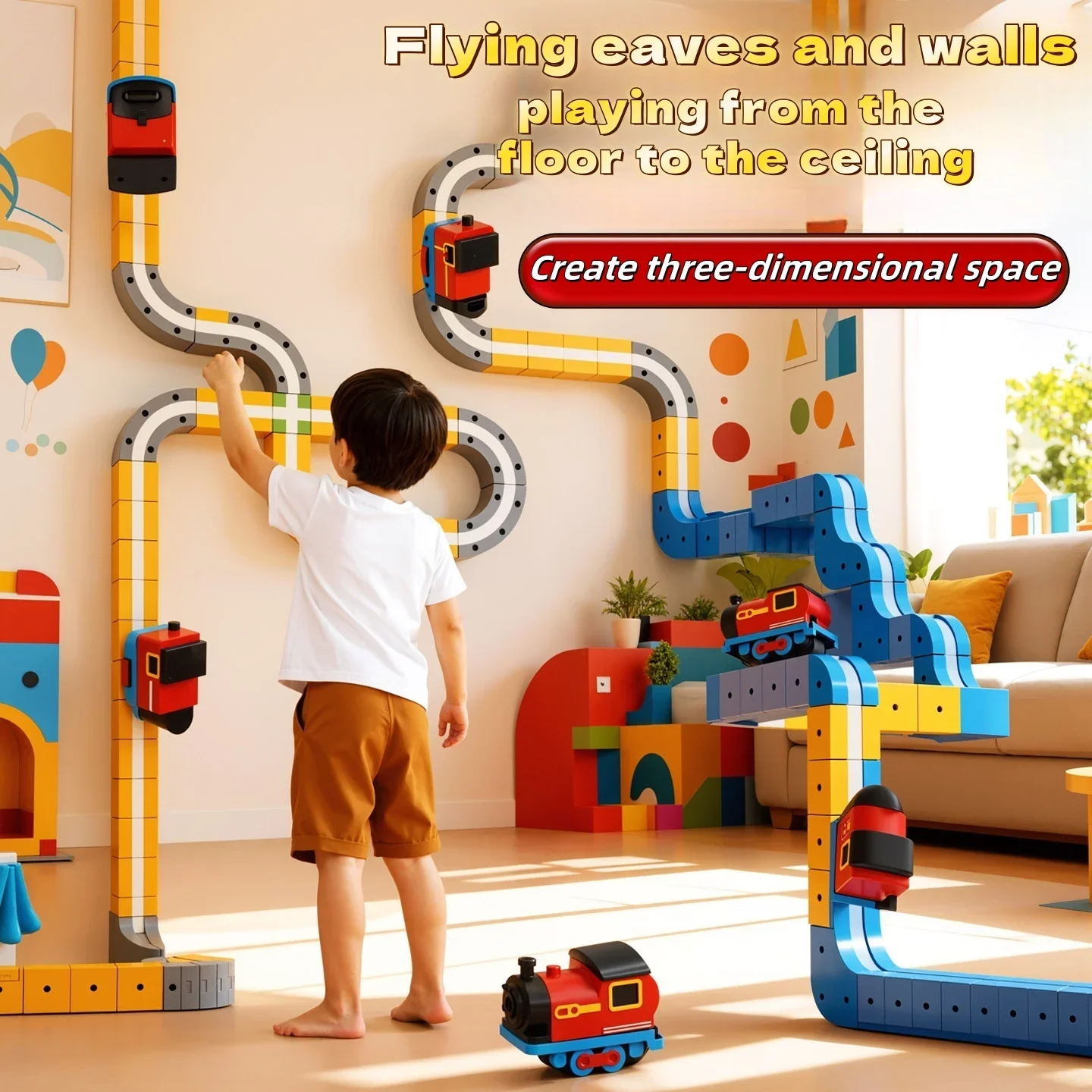 Magnetic Electric Train Set for Kids Anti-Gravity Suction DIY Building Block Track Cube Versatile Rail Car Toys Christmas Gift