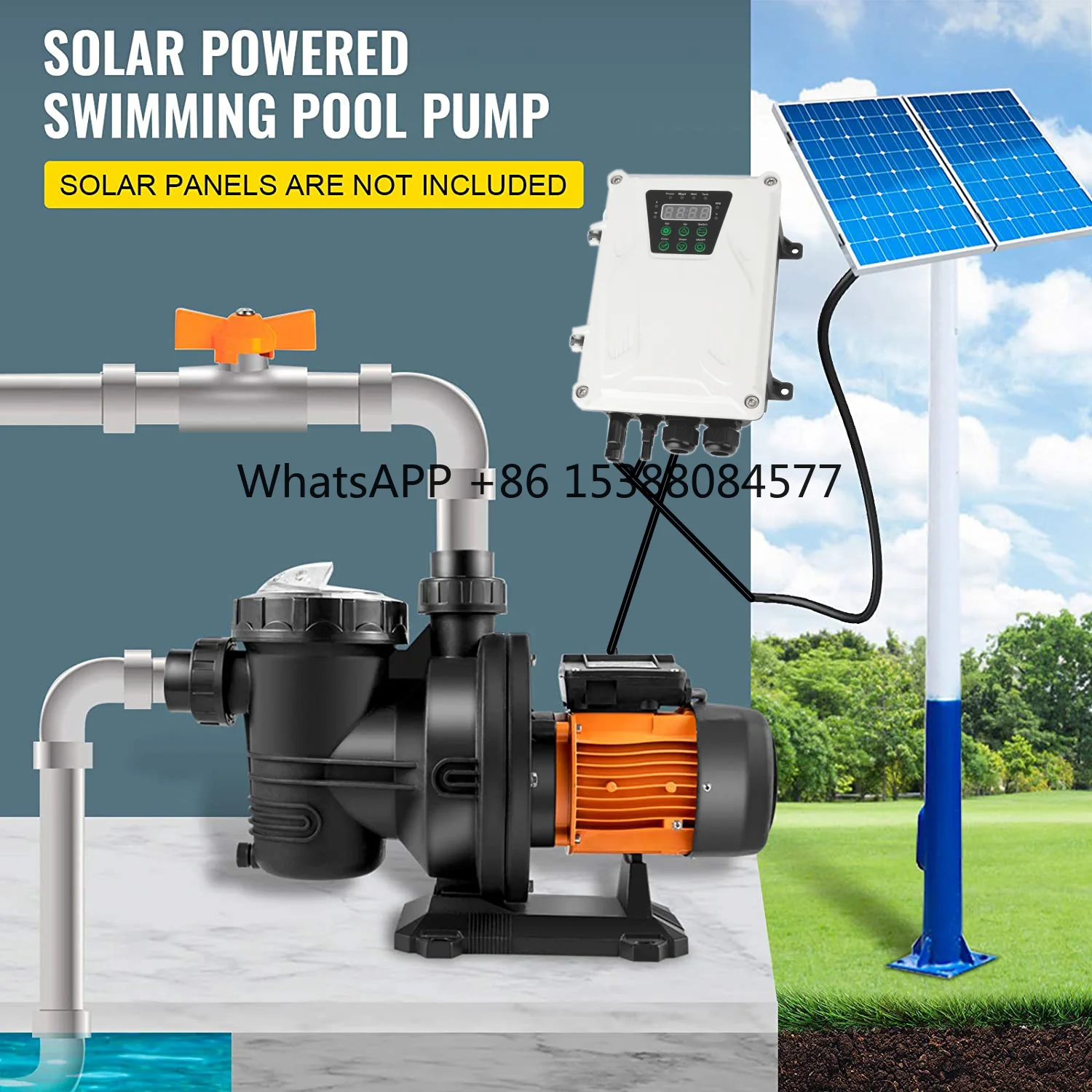 

[2026 Model] 2HP 1500W Solar-Powered Pool Booster Pump