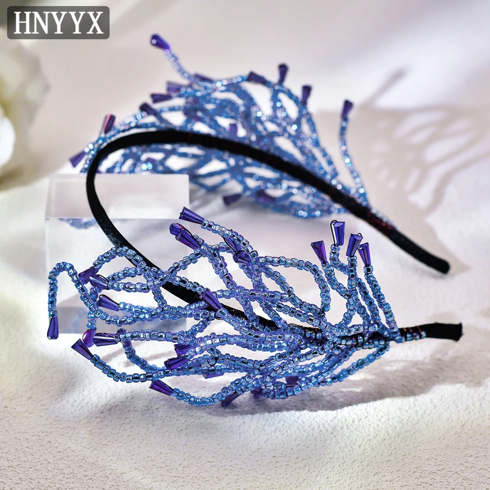 YouLaPan ファッションパープルビーズ花嫁ウェディングヘッドドレス手作りレディースパーティークリスマスボールボヘミアンヘッドドレス YXA28