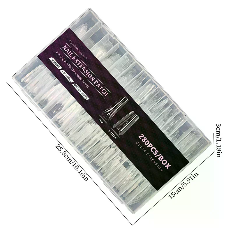 Sandwich Dual Nail Forms 140/280Pcs 13Size Quick Extensions-Dual Forms Coffin Oval T-shaped Manicure Forms Top Mold Bottom Mold