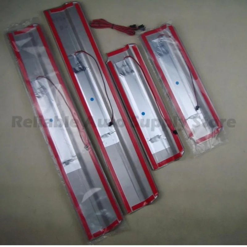 For Mitsubishi Pajero 14-19 Car Styling LED Illuminated Stainless Steel Door Sill Scuff Plates Decorative Entry Step with Bright