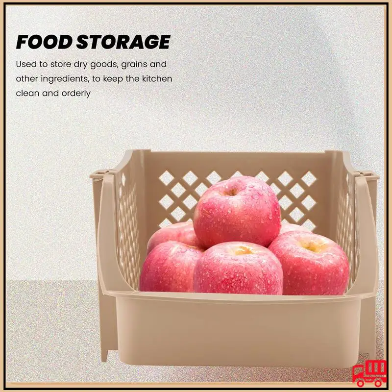 

Надежная штабелируемая пластиковая корзина Кухонная корзина для хранения фруктов и овощей Пластиковая корзина для хранения Пластиковая стойка для хранения