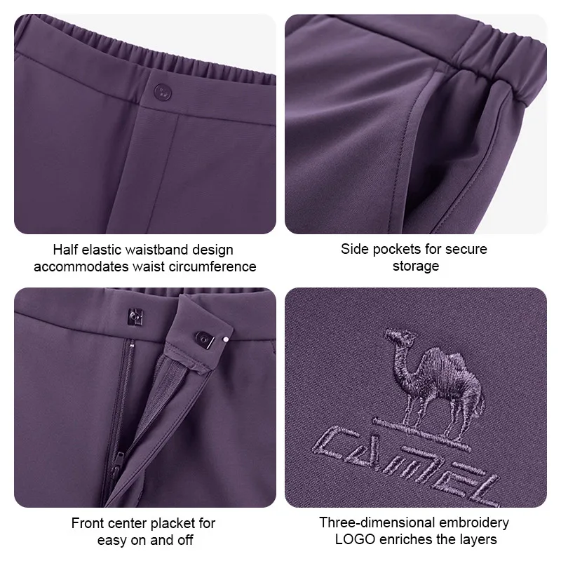 GOLDEN CAMEL Men's Hiking Pants Workwear Warm Plus Fleece Pant Straight Paratrooper Loose Sport Trousers Outdoor Water-repellent