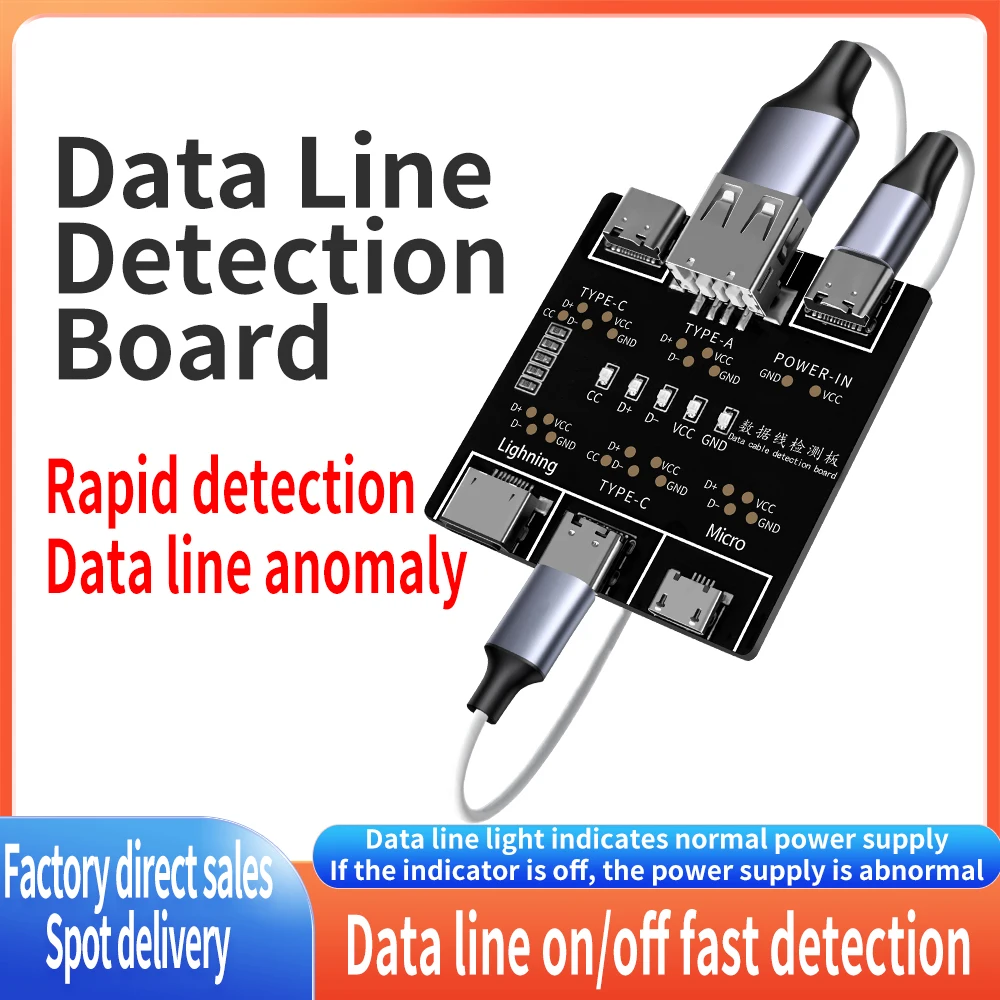 Cabo de Dados Detector Board, USB Cable Tester, Short Circuit On-Off Switching Test, Ferramenta para iOS, Android, Type-C Test Board, DT3