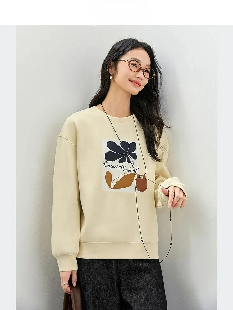 

Women's Casual Funky Printed Sweatshirt 2025 Spring Simple Loose Comfortable Sweatshirt Women's Office Lady Pullovers Streetwear