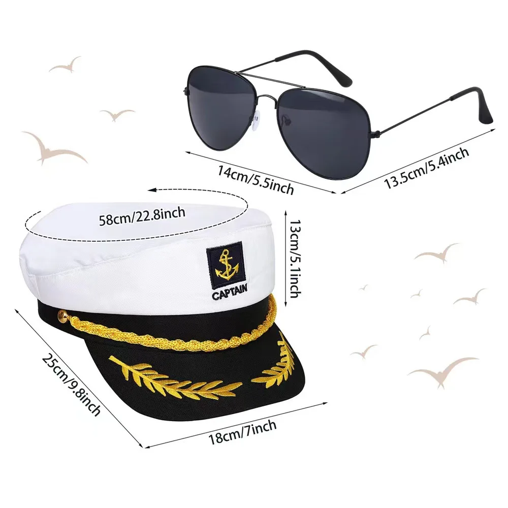 مجموعة قبعة بحرية مخططة باللون الأزرق، قبعة بحار على شكل قبة زرقاء