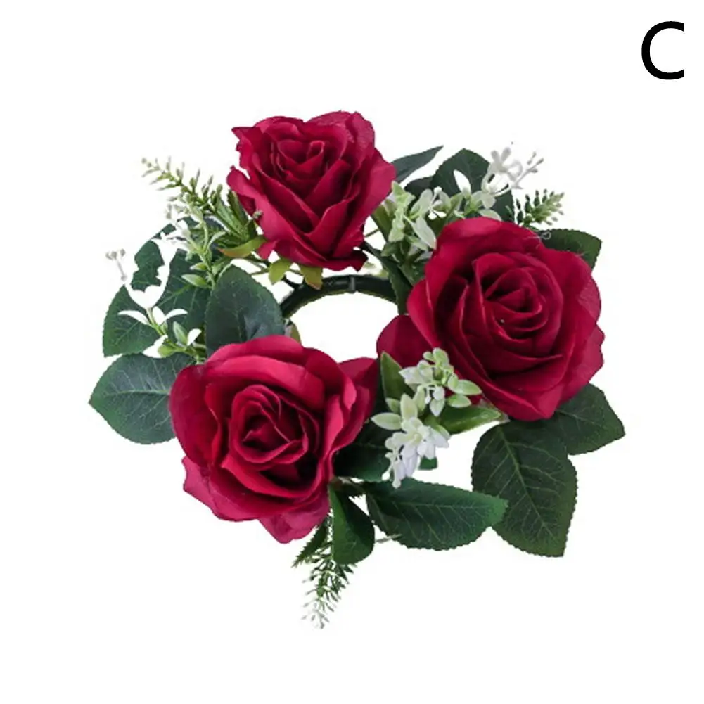 Ślub Świąteczny Świecznik Wieniec Sztuczna Róża Centerpieces Decor Home Wedding Wedding Party Garland Table Candle I2m3