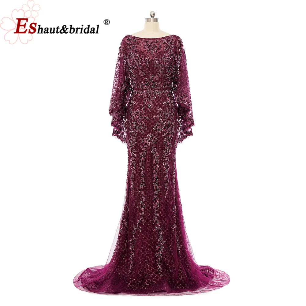 Elegant Dubai Mermaid Evening Dress with Cape Shawl 2024 Arabic O Neck Long Formal Prom Wedding Party Gowns for Women Customized