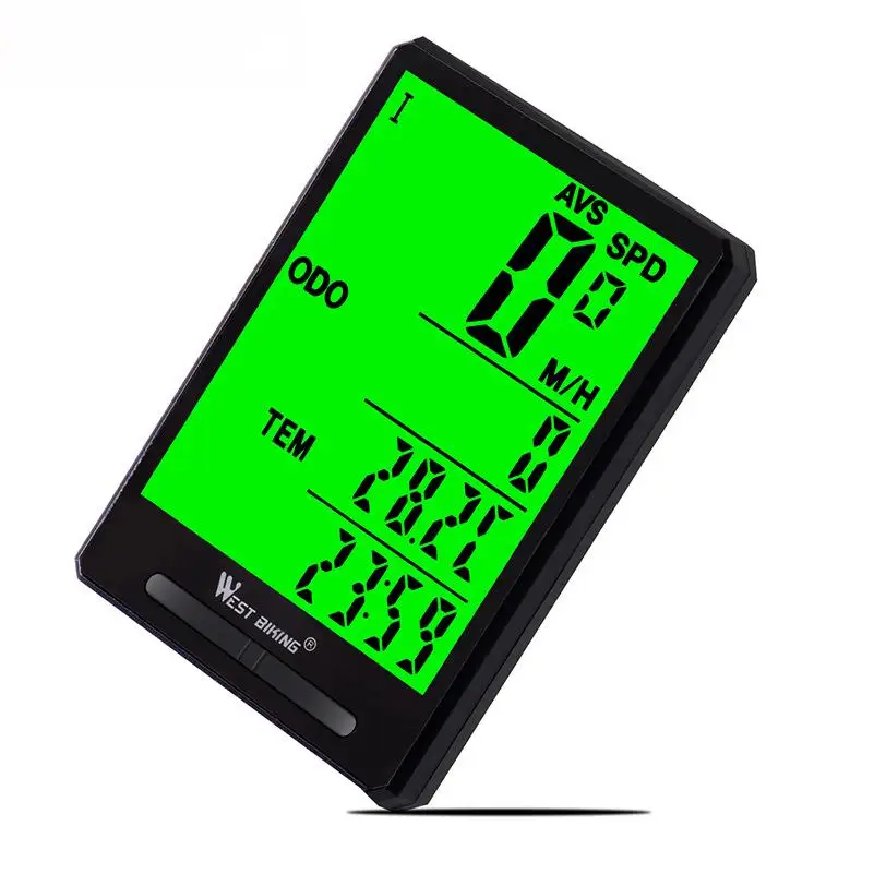 Wireless Bike Computer With Large Backlit Screen, Waterproof Speedometer, English Display For Cycling Training On Mountain Bikes