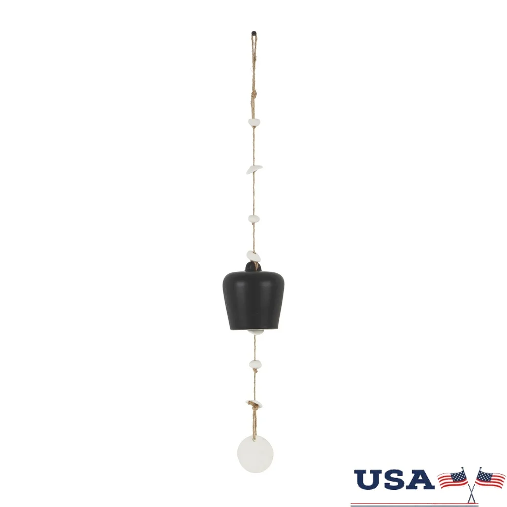 

Handmade Ceramic Bell Wind Chime with Cascading Disks Indoor Outdoor Decor Unique Bohemian Style Tranquil Melodic Sound Perfect