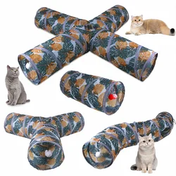 Foldable Cat Tunnel Printed Pet Cat Runway Multiple Choice of Toys Supplies