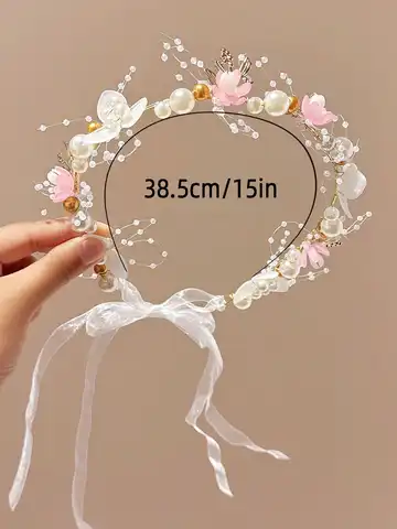 Girls' Floral Headband Crown For Birthday Party, Performance, Hosting, Princess Fairy Style Flower Headpiece