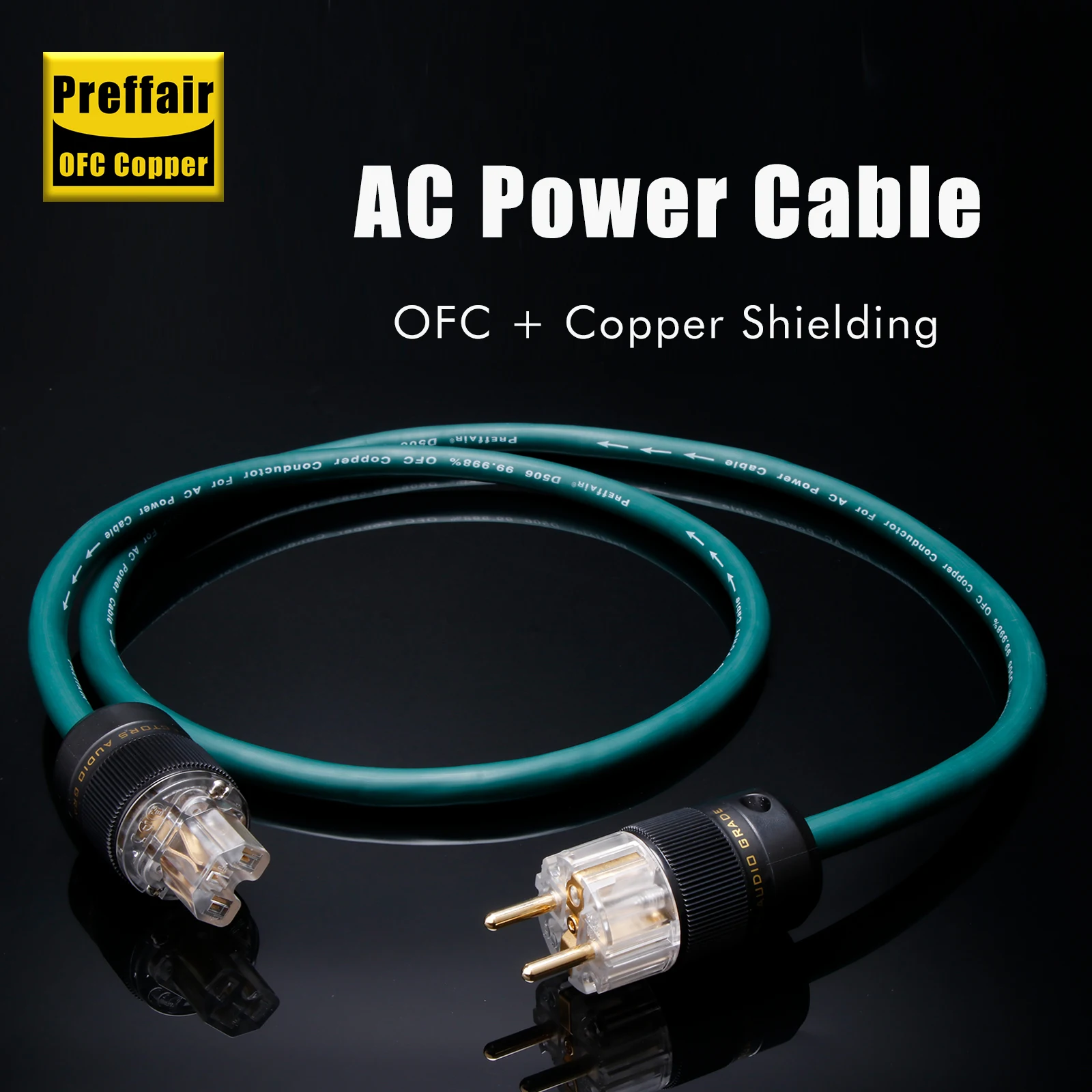 

Preffair D506 99.998% OFC Copper AC Power Cable with firgure 8 C7 IEC Power cord hifi AMP/CD Mains Power Cable