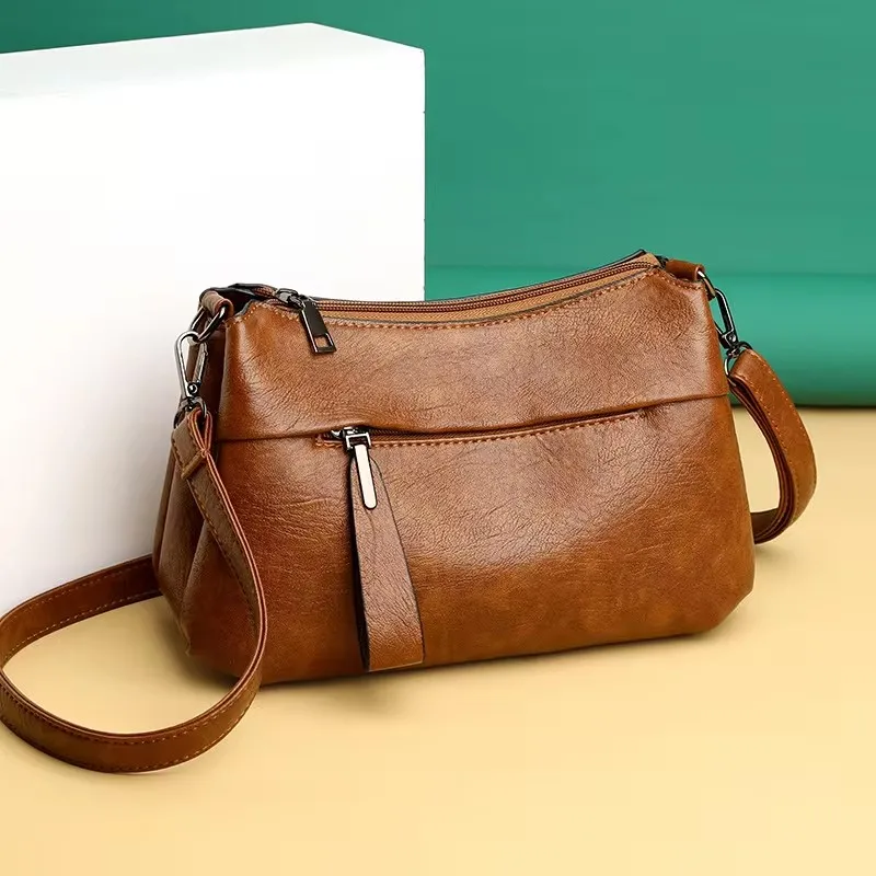 Nowa damska torebka na ramię Fashion Atmosphere Crossbody Messenger Bag Damska torebka dla matki o dużej pojemności Miękka skórzana torba
