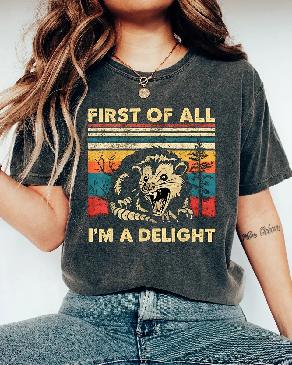 Camiseta de algodón 100% para hombre y mujer, camisa de estilo Retro, sarcástico, enfadado, Opossum, informal, holgada, estilo Retro, Y2K